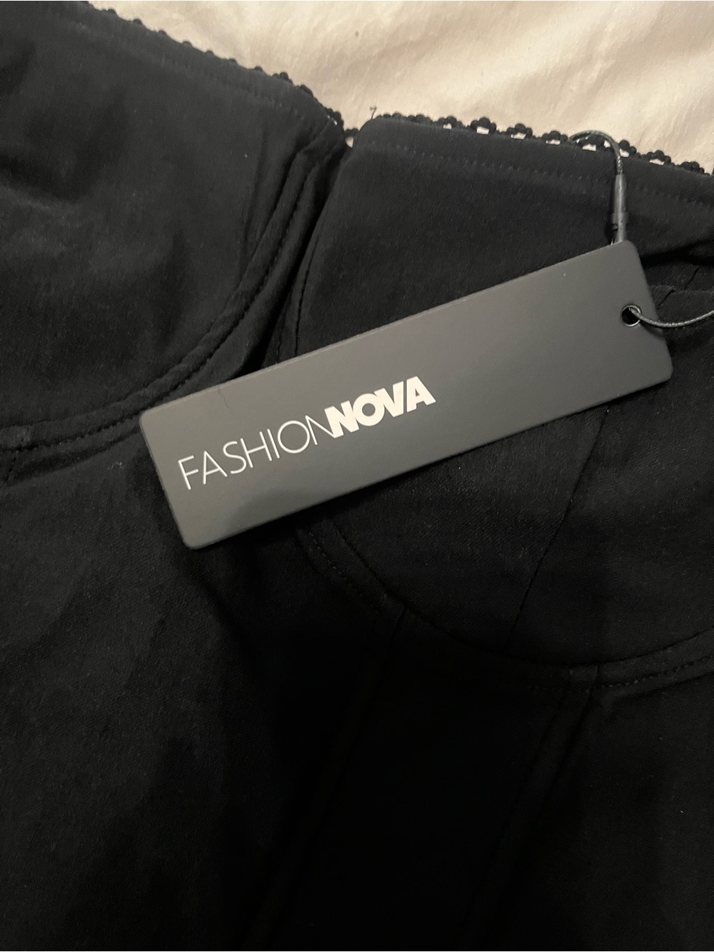 Fashion Nova Black Bustier Crop Top with Wide Straps - Picture 3 of 4